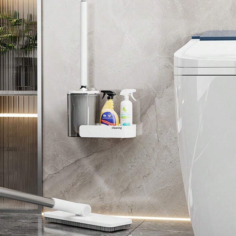 Luxury WallMounted Toilet Brush Set, Bathroom Cleaner, Long Handle