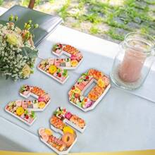 1 pieza Caja de pastel y caramelos de mosaico digital 0-9, bandeja contenedora de caramelos y chocolate, material de papel, sin necesidad de alimentación eléctrica - Cumpleaños, Día de San Valentín, Boda, Compromiso, Despedida de soltera, Año Nuevo y talla grande ocasiones