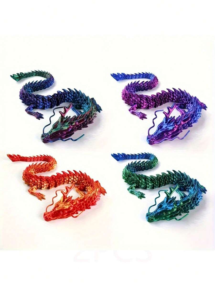 1 件铰接式水晶龙 - 多色 3D 打印塑料龙模型 - 彩虹珠光色，3D 打印铰接式龙，可移动关节奇幻收藏品小雕像，行政龙坐立不安桌面玩具礼品，家庭办公室装饰龙，3D 打印，3D 打印龙，生日派对小礼物，非常好的成人娃娃礼物 - 彩色 - 查看 1