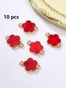 5/10/20/30/50/100/200/300/400/500 piezas Colgante con flor de cuatro hojas elegante de varios colores con dos agujeros, apto para hacer collares, pulseras, pendientes, llaveros, charms de teléfono, joyería de regalo para parejas