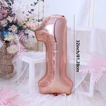 Bóng bay lá kim loại số 0-9 32 inch mới, màu xanh lá cây, trắng, tím, bạc, đen, vàng hồng, xanh bạc hà, hồng, màu chuyển sắc, trang trí tiệc sinh nhật, kỷ niệm - Hoa hồng vàng - Xem 2