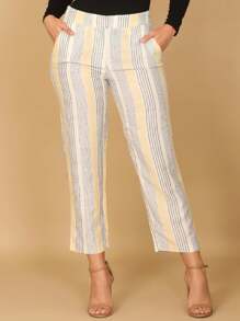 Ivory Yellow Stripes Pants