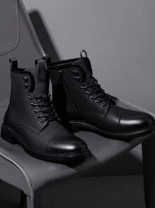 SHOESMALL Men's Comfortable Vintage Black Chukka Boots Motorcycle Casual Boots Waterproof Lace-Up Boots Seasonal Boots Drop - màu đen - Xem 4
