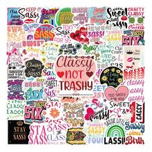 61 件 Sassy 贴纸包，可爱卡通美学乙烯基防水贴纸，适用于水瓶、笔记本电脑、手机、滑板、吉他、行李箱、剪贴簿、头盔、儿童、青少年、成人派对用品装饰 - 彩色 - 查看 1