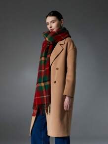 1 件新款秋冬格子印花仿羊毛围巾，防风保暖，优质女士颈部保暖，圣诞风格，女士时尚流苏围巾，可作为情侣、朋友或家人的礼物 - 多色的. - 查看 5