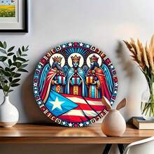 1 tấm biển trang trí bằng kim loại tròn 8x8 inch, vòng hoa theo chủ đề Hippie, phong cách cổ điển, in HD chất lượng cao, chống chịu thời tiết cho trang trí tường nhà, quán cà phê, căn hộ, nhà hàng và phòng khách, quà tặng lý tưởng cho ngày lễ và Ngày của Mẹ, thiết kế vị trí lỗ ngẫu nhiên - Nhiều màu - Xem 2
