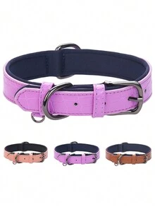 1 件耐用可调节 PU 皮革宠物狗项圈，防变形鳄鱼皮基本宠物项圈。 - 藕粉色 - 查看 3