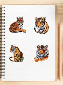 50 件老虎贴纸，笔记本电脑防水装饰创意个性贴纸 - 彩色 - 查看 6