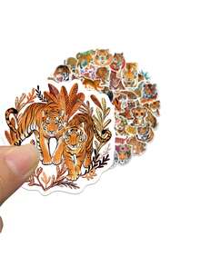 50 件老虎贴纸，笔记本电脑防水装饰创意个性贴纸 - 彩色 - 查看 3