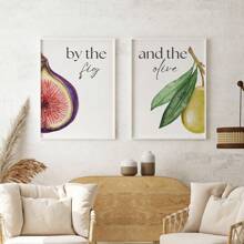 2 pièces/set Peinture murale suspendue sur canevas, ensemble d'impression de peinture murale islamique à la figue et à l'olive, décoration de cuisine islamique à l'aquarelle, affiche d'art islamique, cadeau pour maman, décoration de la maison
