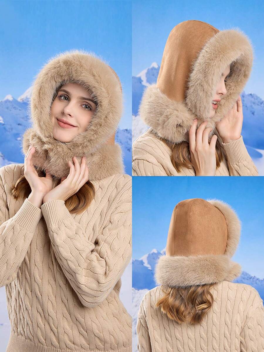 1 件装女士冬季户外骑行滑雪保暖内衬颈部保暖器和耳朵保暖头带帽子 - A - 查看 1