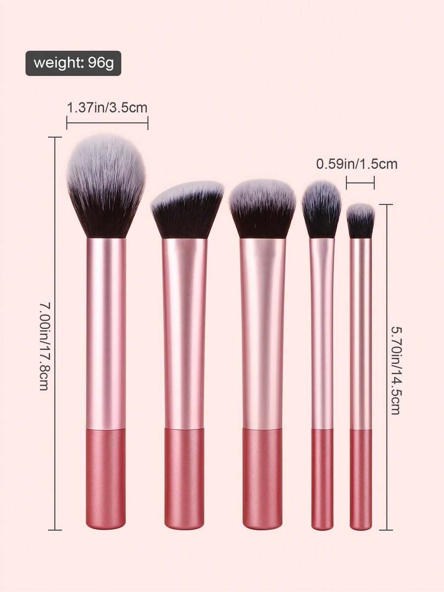 5pcs Professional Makeup Brush Set Including Powder Brush, Blush Brush