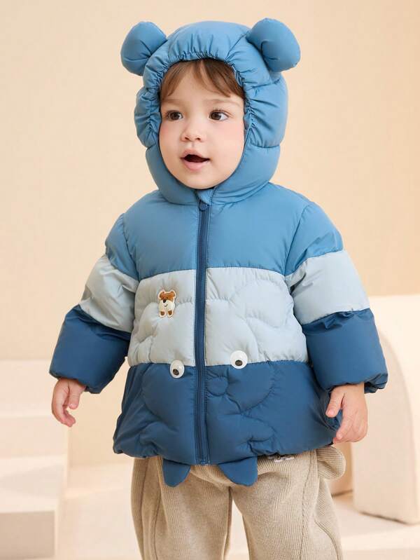 Balabala Farbblockjacke für Babys im Winter 2024, süße Oberbekleidung für Jungen und Mädchen