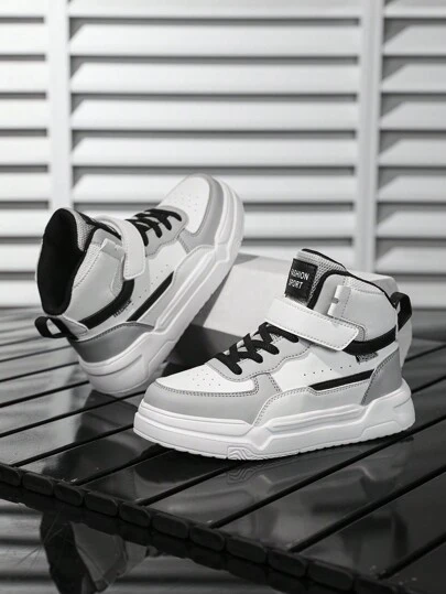 儿童魔术贴高帮舒适运动鞋，新款轻便幼儿学步鞋，多功能软底平底学生鞋