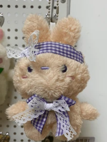 1 búp bê thỏ nhồi bông caro, móc khóa búp bê nhồi bông nơ hoa & phụ kiện túi xách - Nhiều màu - Xem 6