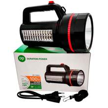 PlayShop Electronics 100W Flashlight Up To 2000M Rechargeable Spotlight Bivolt, Multifunction Handheld Flashlight + 24 SMD LEDs Emergency Light, Water Resistant For Camping Fishing Farm Site Farm Security Guard Patrol - màu đen - Xem 5