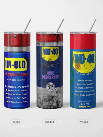 1 pieza IM-OLD Envase de vidrio divertido con rociador, Taza aislada de acero inoxidable de 20oz, Forro de acero inoxidable 304, Diseño de envase de vidrio con aspecto clásico de WD-40, Excelente para proyectos DIY, Diseño de vidrio de sublimación oxidado de 20oz, Diseño de sublimación de vidrio sin costuras de 20oz, Regalo de broma, Regalo del Día del Padre, Regalo del Día de la Madre, Regalo de cumpleaños para amigos