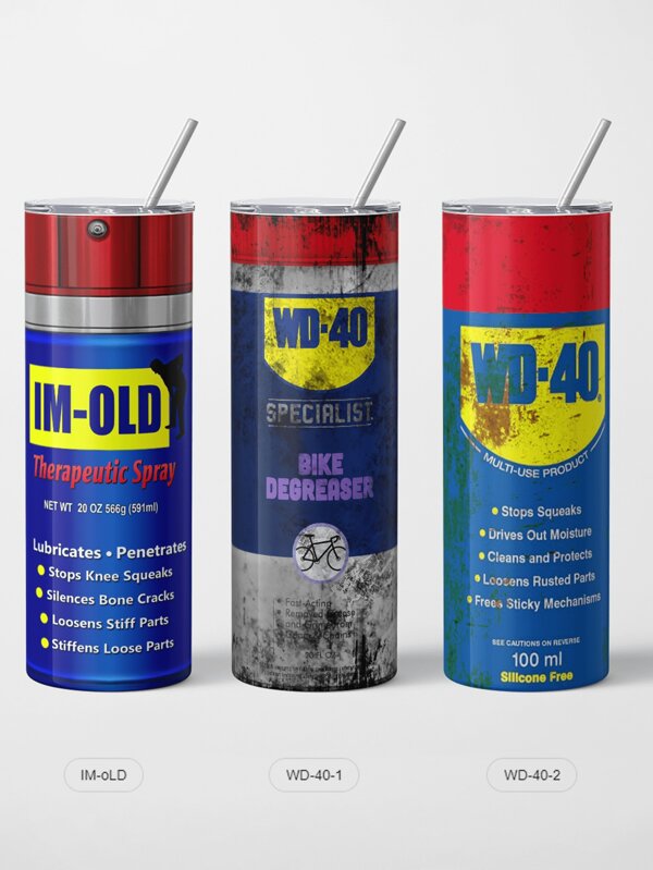 1pc IM-OLD Funny Spray Glass Packaging, 20oz Stainless Steel Insulated Cup, 304 Stainless Steel Liner, Classic WD-40 Look Glass Packaging Design, Great For DIY Projects, Rusty 20oz Sublimation Glass Design, 20oz Funny Glass Seamless Sublimation Design, Gag Gift, Father's Day Gift, Mother's Day Gift, Birthday Gift For Friends