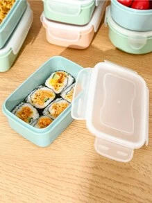 Conjunto de 1/4 piezas Fiambrera cuadrada, recipiente de almacenamiento de alimentos apilable con tapa, sello hermético, caja de almuerzo de plástico apta para microondas para frutas, verduras, frutos secos, carne - Reutilizable, de plástico - Multicolor - Ver 10