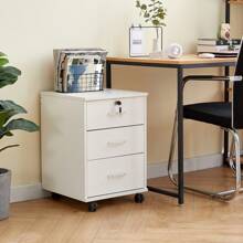 CLIPOP 3-Drawer Office Storage Cabinet, Small Mobile Storage Cabinet On Casters, Document Storage With Lock For A4 Workstation Hanging Files - 白色 - 查看 2