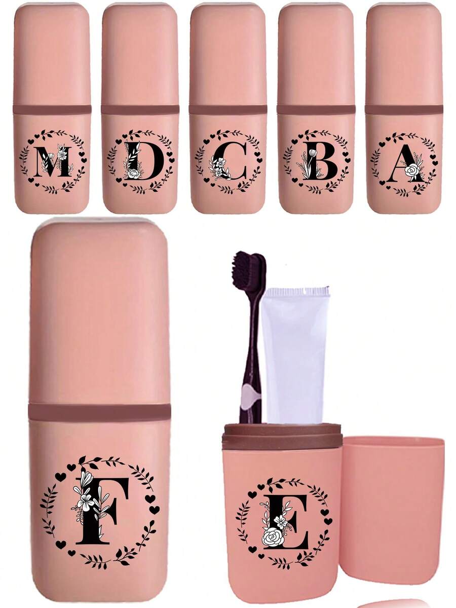 1 个牙刷杯、防碎水杯、多功能便携式牙刷架，防摔设计，旅行牙刷收纳套件，适合家庭和户外使用，适用于学生宿舍、商务旅行、酒店或户外旅行旅行牙刷架牙刷盒 - 粉色 - 查看 1