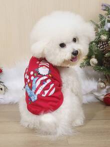 2pcs/Set Christmas Santa Claus & Love Print Anti-Flea, Reduce Shedding, Insulated & Breathable Vest For Indoor/Outdoor Cats & Dogs