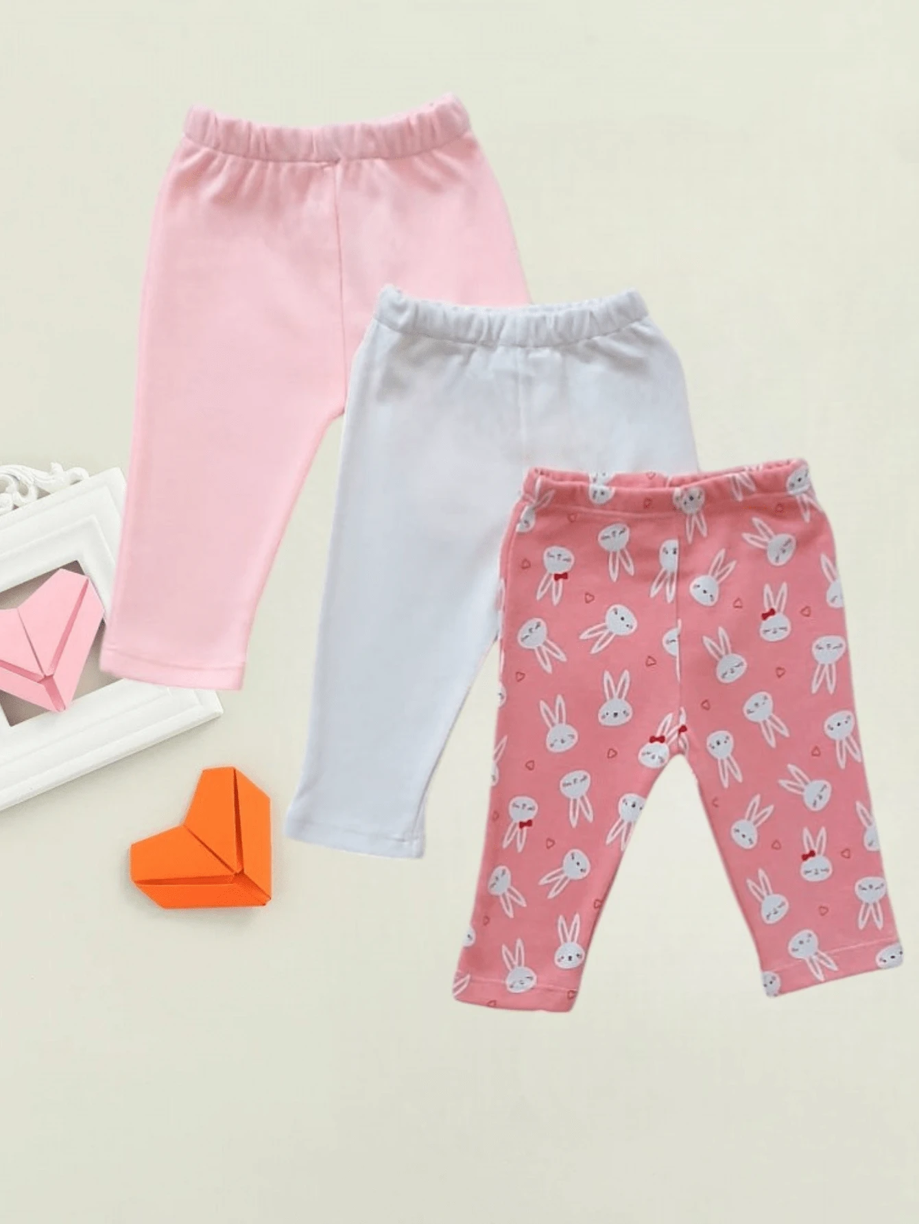 Conjunto De 3 Pantalones Multicolor Para Bebé Niña - Naranja Coral - Ver 1