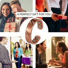 男士纯铜磁力戒指可调节软金属高磁线开口袖口 6 毫米宽可调整大小的珠宝 - 灰色 - 查看 9