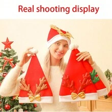 Mũ Giáng sinh, Đồ trang trí Giáng sinh, Mũ Giáng sinh nhung ngắn cao cấp, Đồ trang trí tiệc, Đồ đội đầu, Mũ Giáng sinh màu đỏ hoạt hình, Quà tặng Giáng sinh, Quà tặng nhỏ - Nhiều màu - Xem 10