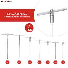 MAXPOWER Sliding T-Handle Allen Wrench Set, 7-Piece SAE Hex Keys, Long Arm Hex End Allen Wrenches For Basic Home Repair And Mechanical Maintenance, Allen Keys With Portable Case, Tools For Men - Bạc - Xem 4