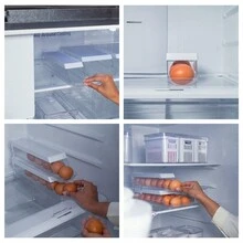 Refrigerator Organizer Dispenser Automatic Egg Holder 7 Cavities Roll Clear Fresh Or - White - trắng - Xem 4