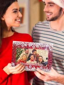 Niestandardowe karty świąteczne, niestandardowe karty bożonarodzeniowe, niestandardowe karty biurowe, niestandardowe produkty, czerwone karty z płatkami śniegu, 1 szt. spersonalizowanych prezentów, możesz dostosować swoje ekskluzywne zdjęcia i tekst, możesz wysłać do współpracowników, przyjaciół, rodziny, kolegów z klasy i innych osób, którym chcesz wysłać, przekaż im najlepsze życzenia z okazji powrotu do szkoły