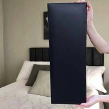 Modular Upholstered Leatherette Headboard Kit With Decorative Adhesive Plate 60x20cm - 黑色 - 查看 3