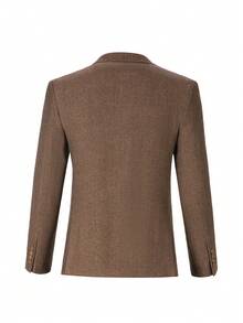 Furuyal Autumn/Winter Men's Herringbone Tweed 3 PiecesSuit Set, Gentleman's Solid Color Double-Breasted Slim Fit Formal Business Single-Breasted Suit Jacket, Vest & Pants Set, Suitable For Galas, Parties, Vintage Gentleman Style, Brown, Size XS-3XL