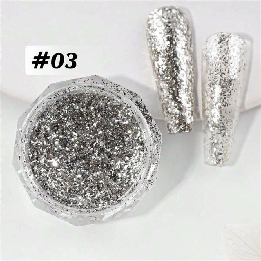 4Sizes Glitter Silver Galaxy Scale Star Nail Shining Powder Magic