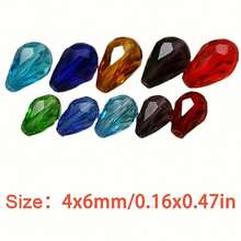 100 件 4*6 毫米梨形天然水晶玻璃珠，适用于 DIY 珠宝制作、手链项链配件 - 水滴珠 - 查看 2