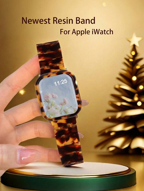 1 Set New Fashionable Retro Lightweight Premium Resin Apple Watch Strap + Hollow-Out Protective Case Combo Set, Anti-Fall & Anti-Scratch, Comfortable To Wear All Day - Ideal Gift Choice For Festivals, Anniversaries (Compatible With Apple Watch Ultra 2/1, SE, Series 10/9/8/7/6/5/4/3/2/1, Sizes 38/40/41/42/44/45/46/49mm).