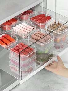 5 件装 PP 冷冻肉类储存容器，350 毫升冰箱收纳盒圣诞礼物 - 無色 - 查看 6