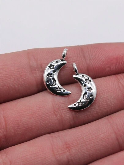 30pcs/Bag 12x19mm Moon Stars Charms Pendant For DIY Jewelry Making Accessories Jewelry Findings DIY Necklace Making DIY Keychain Making Handmade Craft