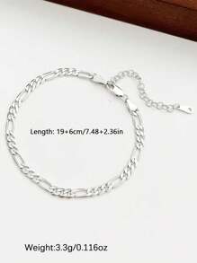 925 Sterling Silver Unisex Anklet Gift For Both Men Women Bracelet Anklet Dual-Use Neutral Style - Silver - View 4