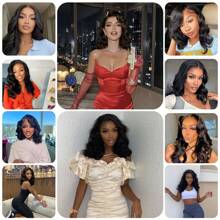 Bob Wig Human Hair 13x4 Body Wave Lace Front Wigs Human Hair Glueless Wigs Human Hair Pre Plucked 200% Density Short Bob Wigs For Women Human Hair Natural Black Color - Natural Black - 查看 10