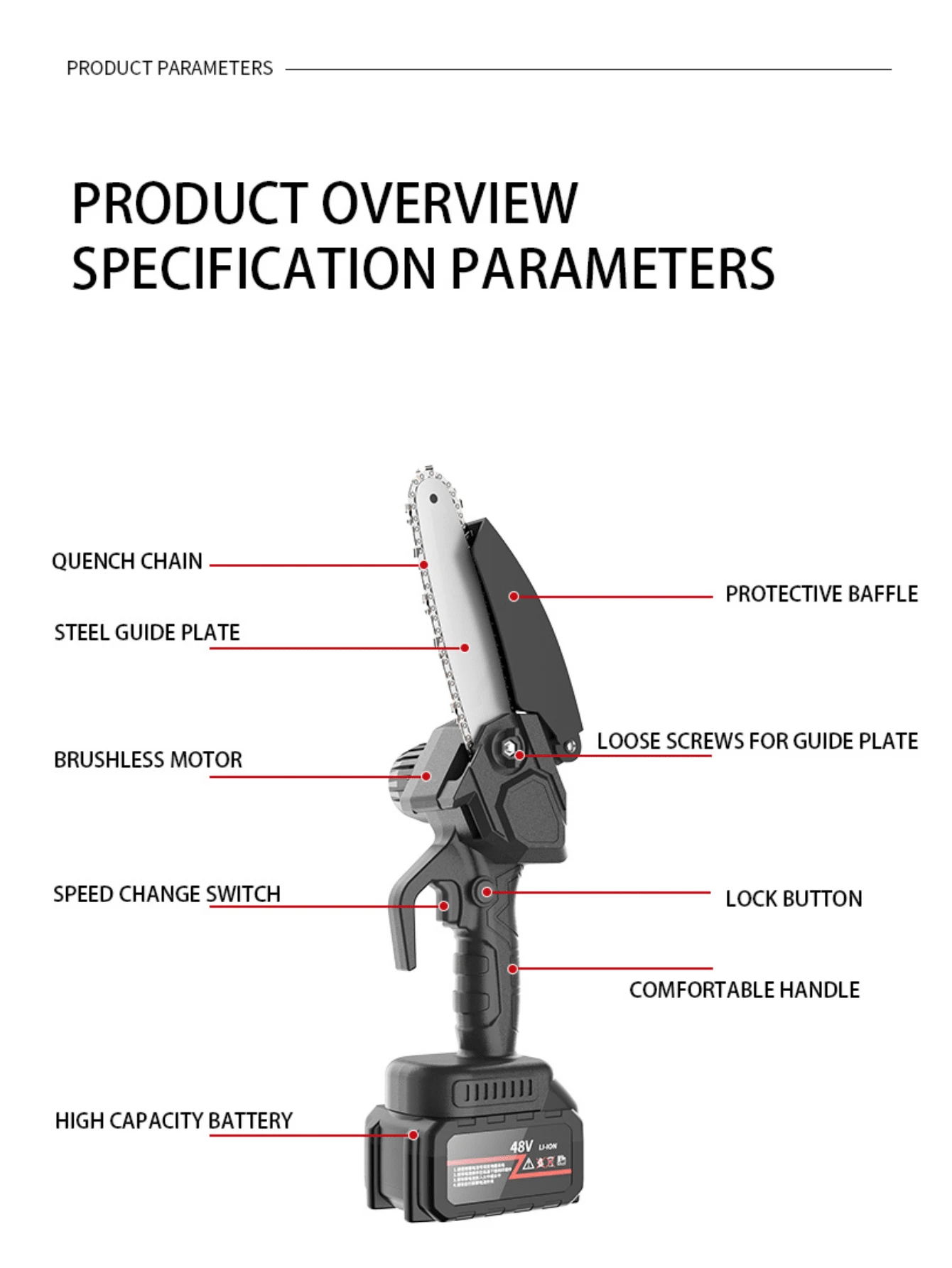 Mini Chainsaw 4Inch Battery Powered Cordless Electric Handheld