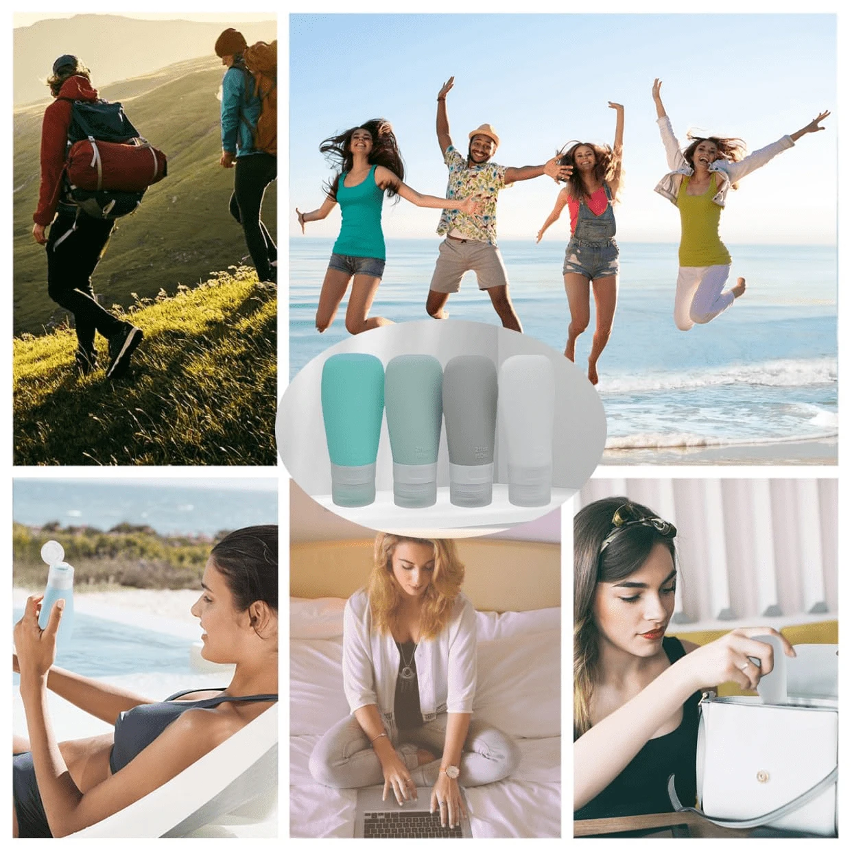 Silicone Travel Bottles, Leak Proof Squeezable Refillable Travel