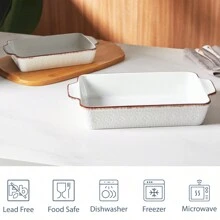 Casserole Dishes For Oven, Porcelain Baking Dishes, Ceramic Bakeware Sets Of 4, Rectangular Lasagna Pans Deep With Handles For Baking Cake Kitchen, White (11"/12"/14"/15"), Series - trắng - Xem 5