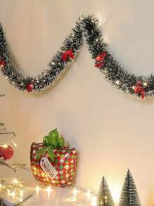 2m/6.5ft Christmas Wreath String Lights, With 20 LED Lights And 6 Bows, For Home, Garden, Bedroom, Party, Indoor/Outdoor Decoration