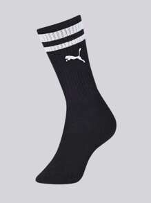 Puma Pum@ Long-Cut Sports Street Ribbed Cotton Unisex Socks 4695 - Black - View 2