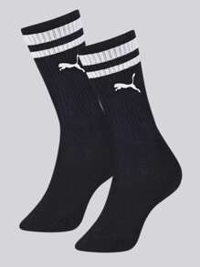 Puma Pum@ Long-Cut Sports Street Ribbed Cotton Unisex Socks 4695 - Black - View 1