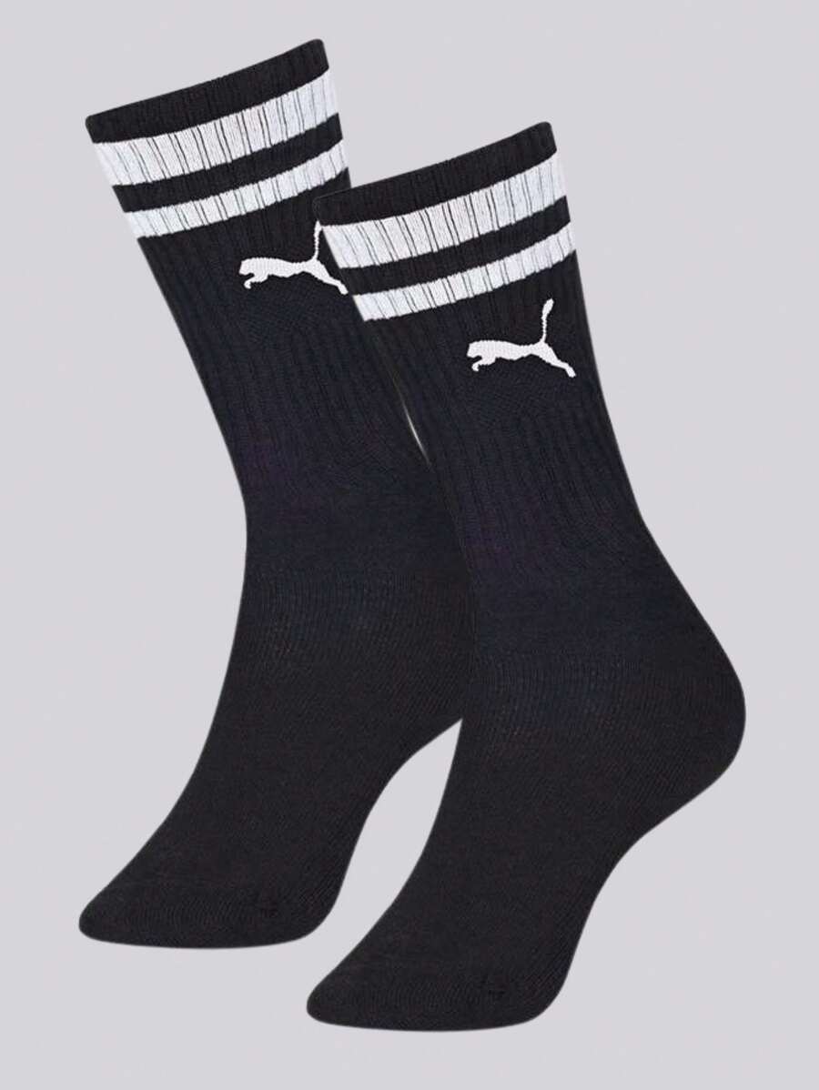 Puma Pum@ Long-Cut Sports Street Ribbed Cotton Unisex Socks 4695 - Black - View 1