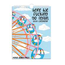 VICNIC Lịch 2025, Chúng tôi đến đây! Lịch cá nhân hóa thú vị, Sổ tay lập kế hoạch hàng tháng vui nhộn, Sổ tay lập kế hoạch mới lạ, Thích hợp cho gia đình và văn phòng, Quà tặng Giáng sinh và năm mới (Lịch đu quay 2025) - Màu xanh lam - Xem 1