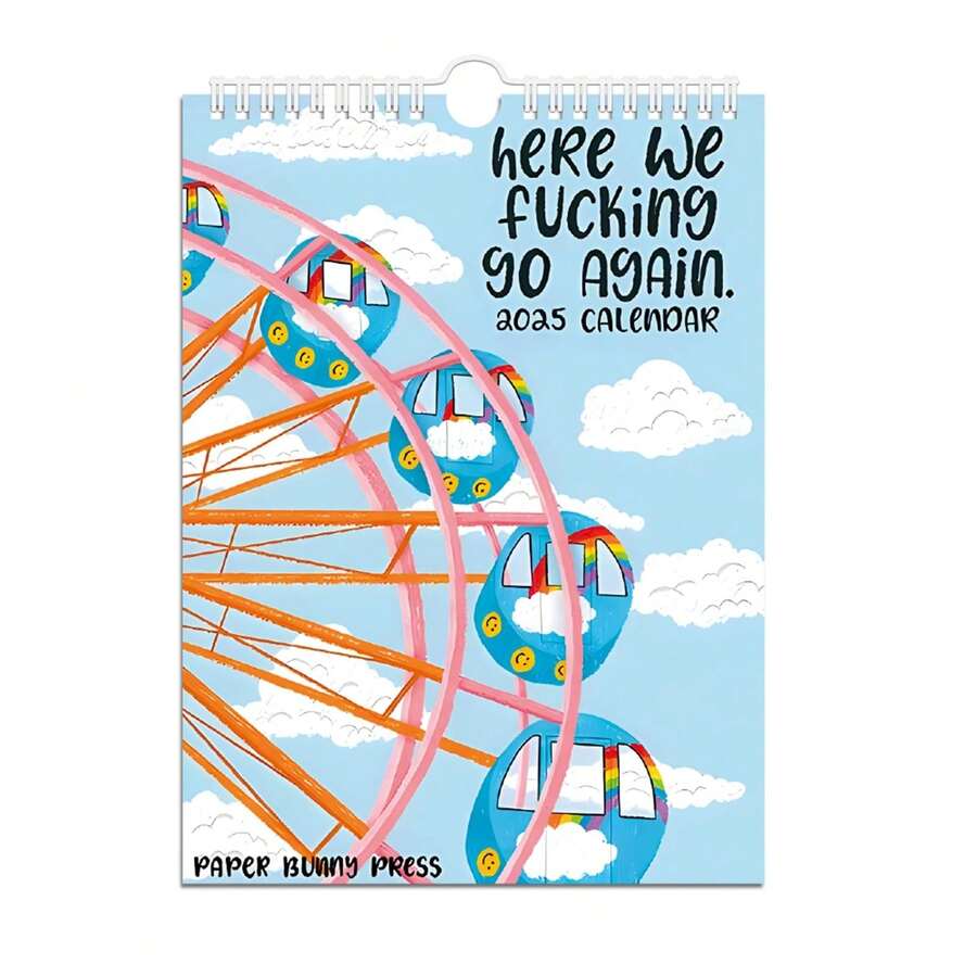 VICNIC Lịch 2025, Chúng tôi đến đây! Lịch cá nhân hóa thú vị, Sổ tay lập kế hoạch hàng tháng vui nhộn, Sổ tay lập kế hoạch mới lạ, Thích hợp cho gia đình và văn phòng, Quà tặng Giáng sinh và năm mới (Lịch đu quay 2025) - Màu xanh lam - Xem 1